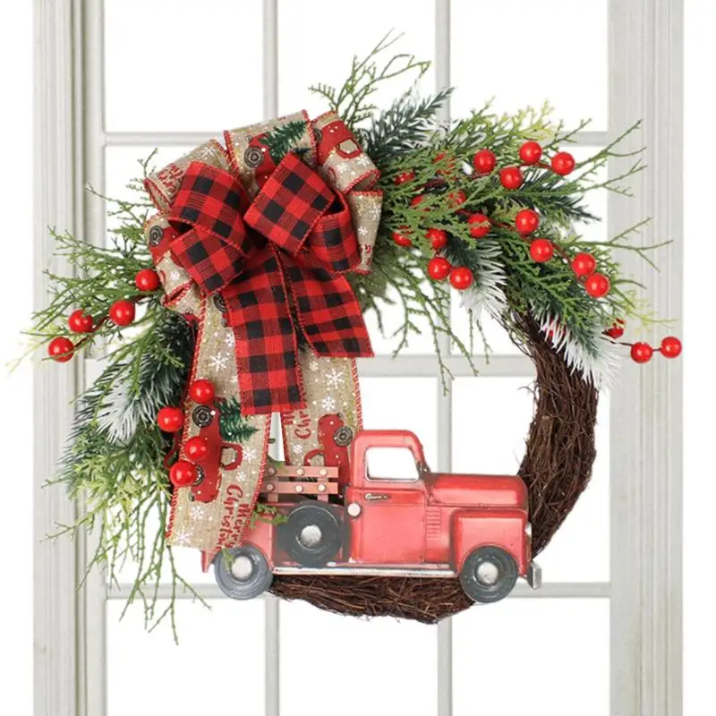 

Front Door Christmas Wreaths Red Truck Christmas Wreath Artistic And Realistic Door Ornaments For Railing Front Doors Entrance