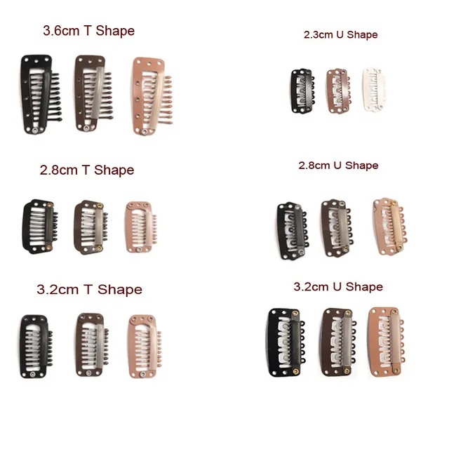 20 pièces pince dans l'extension de cheveux perruque Clips pour cheveux humains frange Snap pinces à cheveux pour Extensions peigne en métal pour fermeture 1