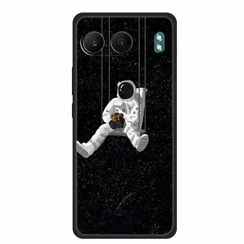 Astronaut Design Soft Silicone TPU Phone Case - Space-Themed Back Cover