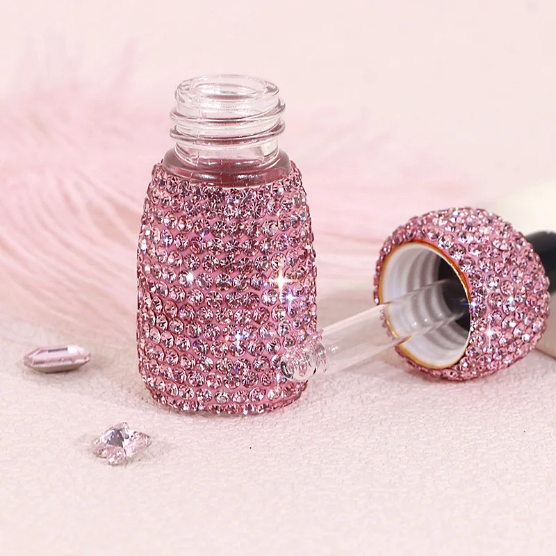 5ml Sparkling Rhinestone Essential Oil Lotion Split Bottle Portable Dropper Glass Jar Mini Sample Empty Reusable Storage Bottle 4