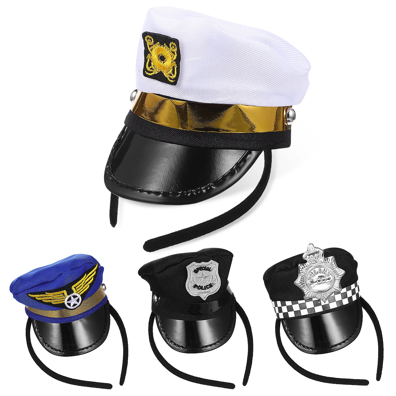 

4 Pcs Cosplay Headband Cap 4pcs Hair Bands Captain Hat Hoops Yacht Headbands Navy Iron Wire Sailor Headwear Child