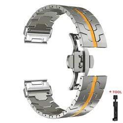 Premium Titanium Color Stainless Steel QuickFit Metal Watch Strap Replacement - 22mm (Titanium orange)