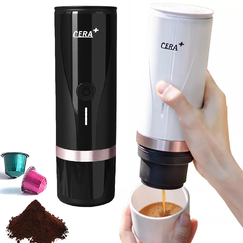 

New CERA+Portable Coffee Machine Portable Coffee Machine Mini Automatic Espresso Handpress Pod Travel/Outdoor/Customizable Logo