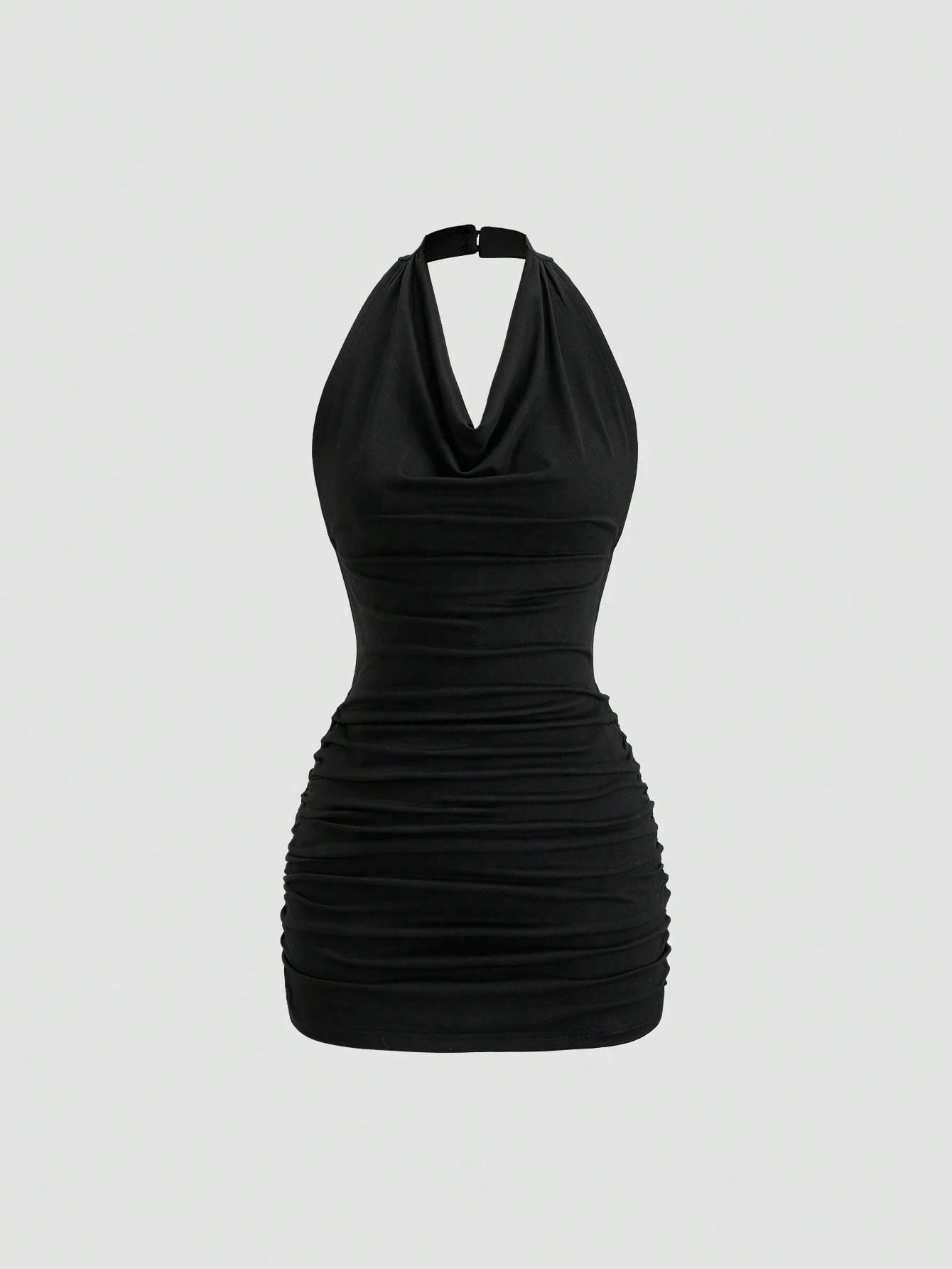 Mini robe noire élégante sans manches à col en v pour femmes, parfaite pour les fêtes de printemps/été et les sorties décontractées, robe mignonne