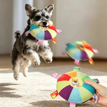 Dog Sounding Plush Toy Bell Cartoon Flying Disc Toy Small Dog Teeth Grinding Toy Wear-resistant Bite-resistant Puppy Pet Product 1