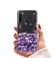 Radiant Starry Glamour Liquid Glitter Case - Shimmering Dynamic Quicksand Silicone Cover for Redmi Note 8 (Purple)