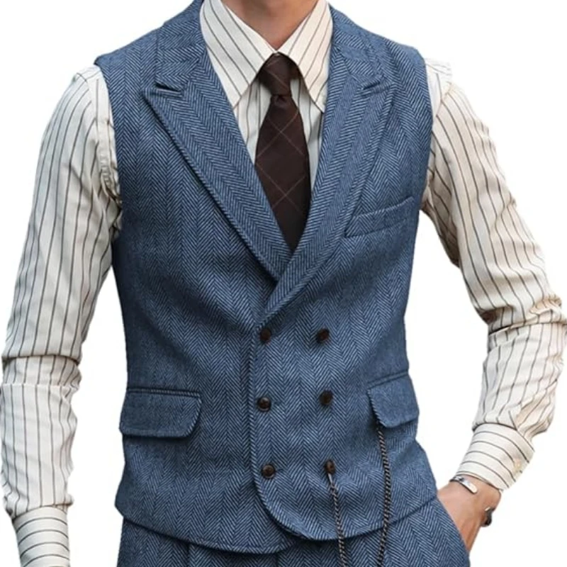 Men Vest Brown Suede Leather Gentleman Business Waistcoat Vintage Regular Slim Business Banquet Men Suit Vest 2