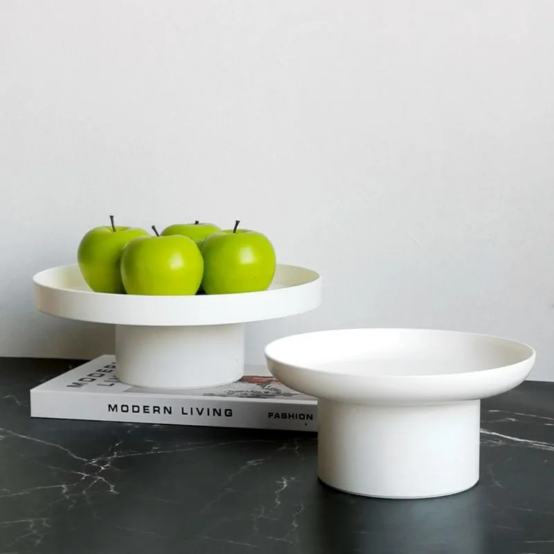 Round Black White Decorative Tray Storage Organizer ABS Tray Fruit Perfume Cosmetic Tray Home Decor Plates Simple Storage Plate 3