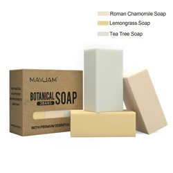 Artisanal Essential Oil Soap Collection - Chamomile, Lemongrass, and Clary Sage Scents - Soap Set A