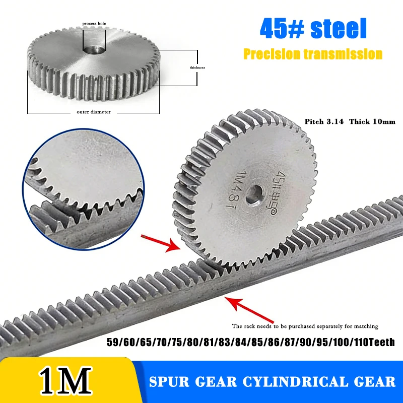 1pc 1M 피니언 스퍼 기어 1 모드 원통형 플랫 기어 원통형 정밀 기어 액세서..
