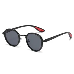 Vintage Retro Round Sunglasses | Unisex Metal Frame Fashion Shades with UV400 Protection (Black Black)