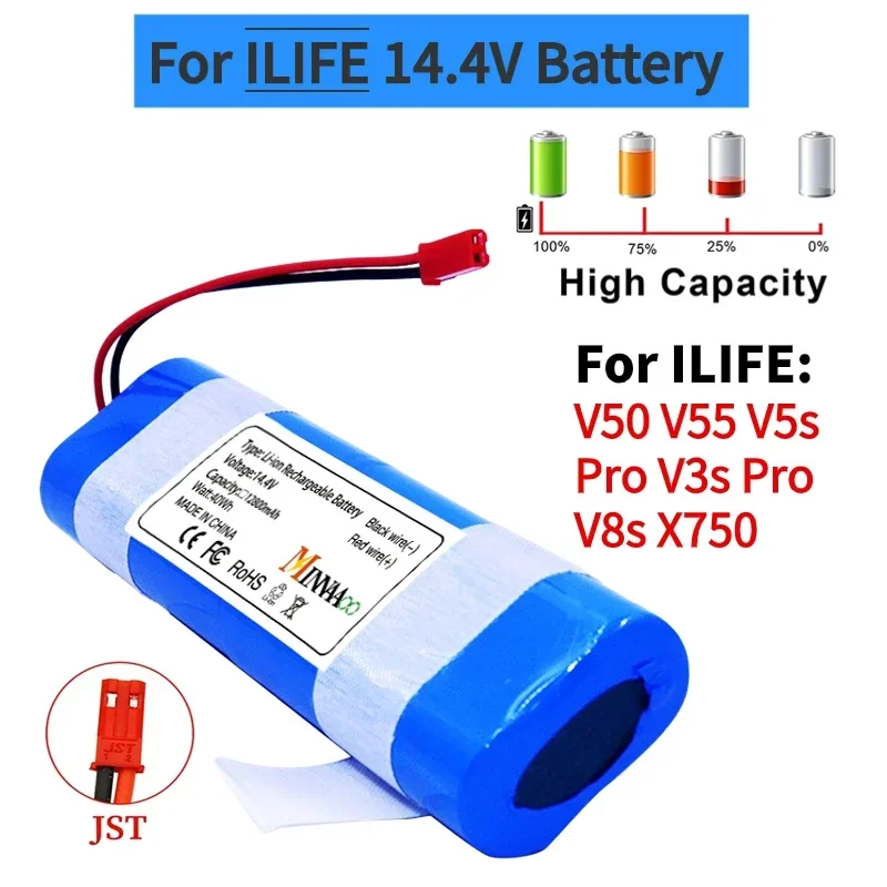 

Оригинальный литиевый аккумулятор 14,8 V 68000mah 9800Mah 18650 для ILIFE V3s Pro, V50, V5s Pro, V8s, X750