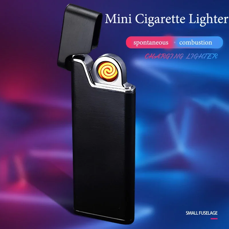 

Lighter Metal Windproof Double-Sided Electric Cigarette Lighter Ultra-Thin Gift Usb Rechargeable Men'S Cigarette Tool