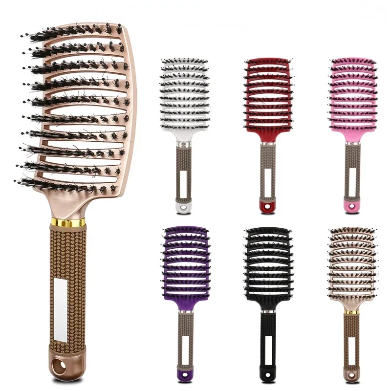 Hair Brush Comb Scalp Massage Hairbrush Bristle Nylon for Women Wet Curly Detangle Salon Hairdressing