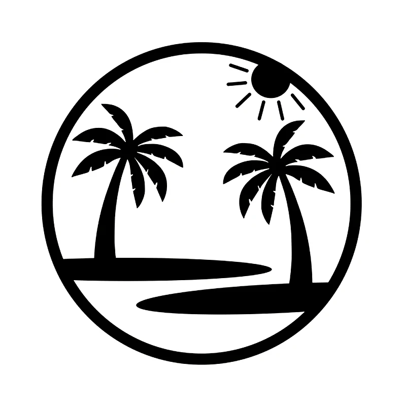 

22331# Various Sizes Vinyl Decal Palm Beach Sea Summer Outdoor Car Sticker Waterproof Auto Decors for Bumper Rear Window