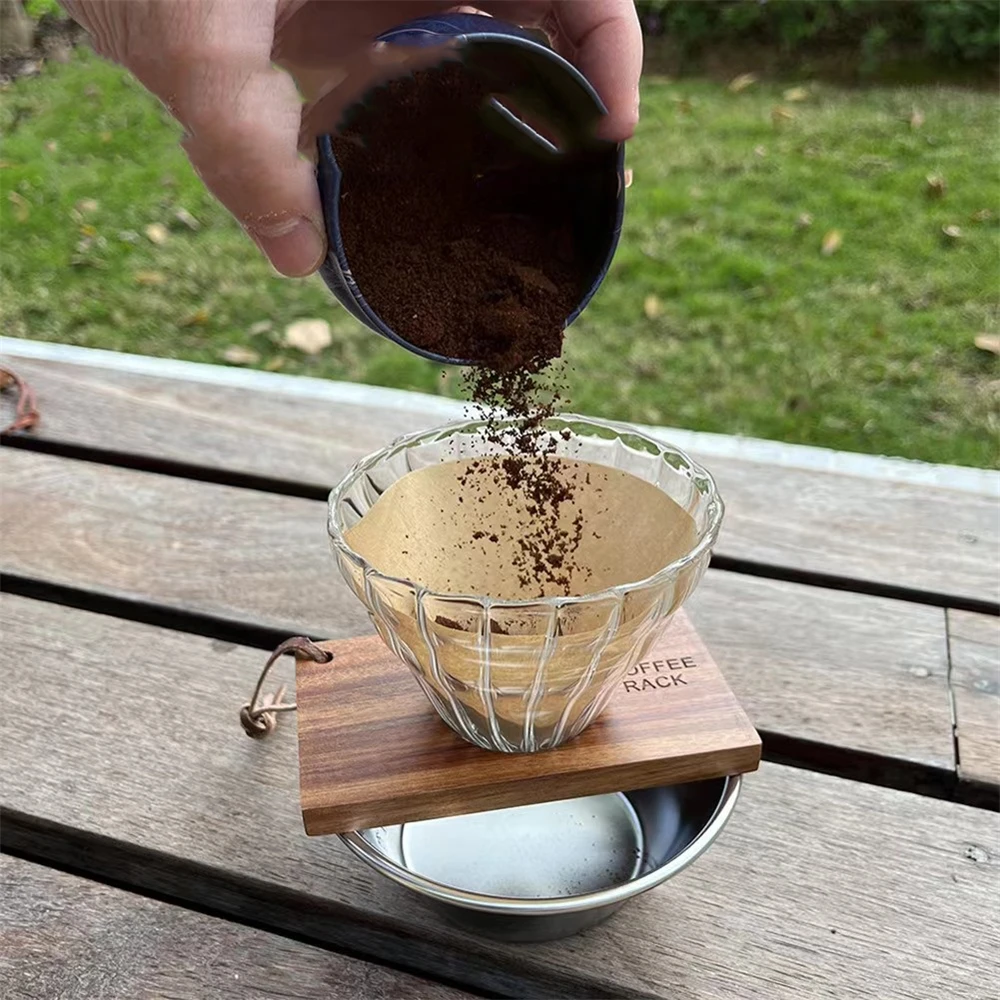 

Wooden Outdoor Coffee Drip Rack Cup Holder Drip Filter Portable Pour Over Stand Coffee Station For Kitchen Cafe Accessories