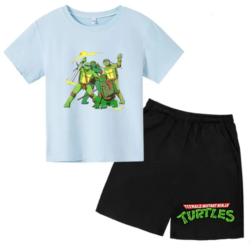 Children's Athleisure Set Summer T-shirt Shorts Cartoon Animated Print Set 3-13 Years Old Charming Outdoor Activities 2 Pieces