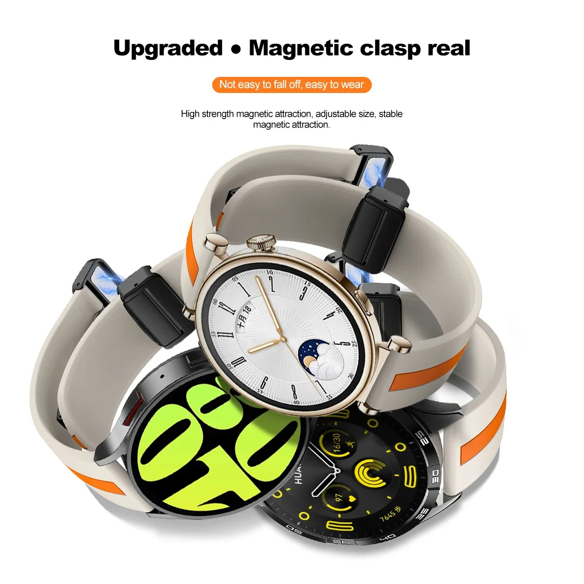 Magnetic Button Bracelet Universal Watch Strap, Available in Multiple Widths