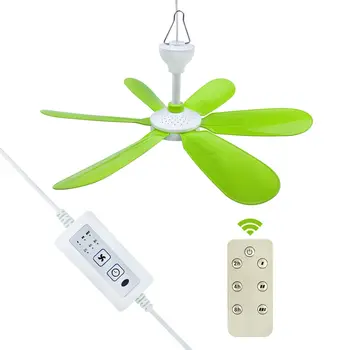 캠핑용 저소음 USB 전원 천장 캐노피 선풍기, 리모컨 타이밍 6 블레이드, 저소음 소형 DC USB 천장 선풍기 걸이식 선풍기