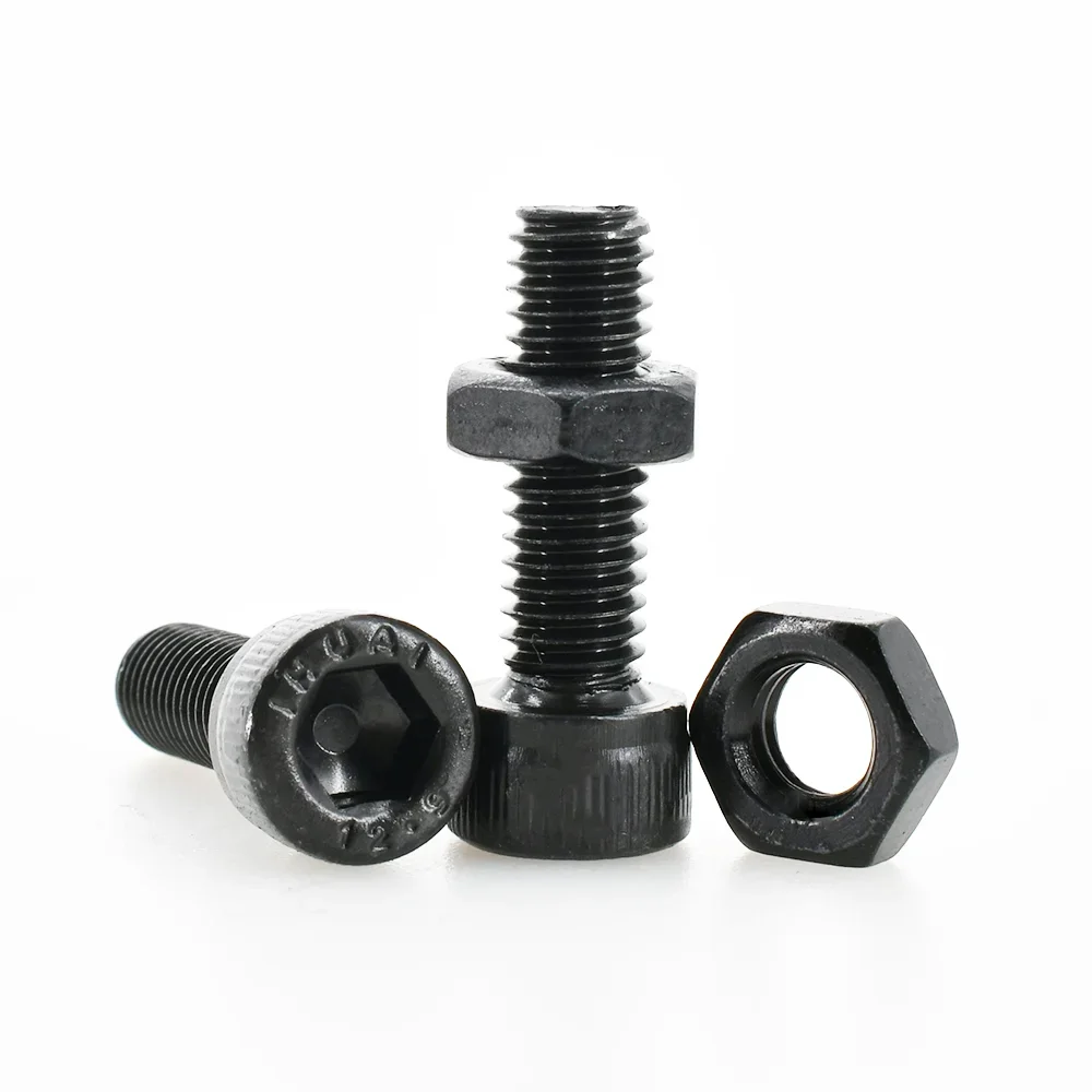 Din912 Allen Bolt Hex Socket Round Cap Head Screw Nut Kit M2 M3 M4 M5 M6 12.9 Grade Black Hex Hexagon Bolt Nut Assortment Set