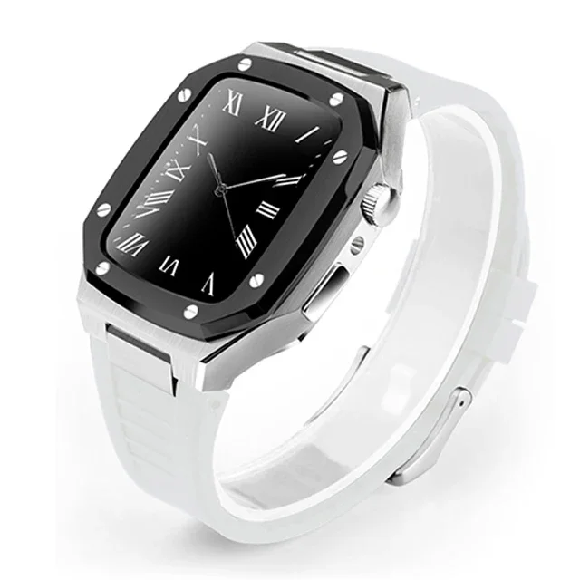 Luxury Stainless Steel Apple Watch Band with Metal Bezel Case