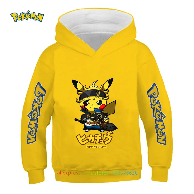 Pokemon Baby Boy Cool Pikachu Hoodie 4 14 Years Old Cartoon Sweater