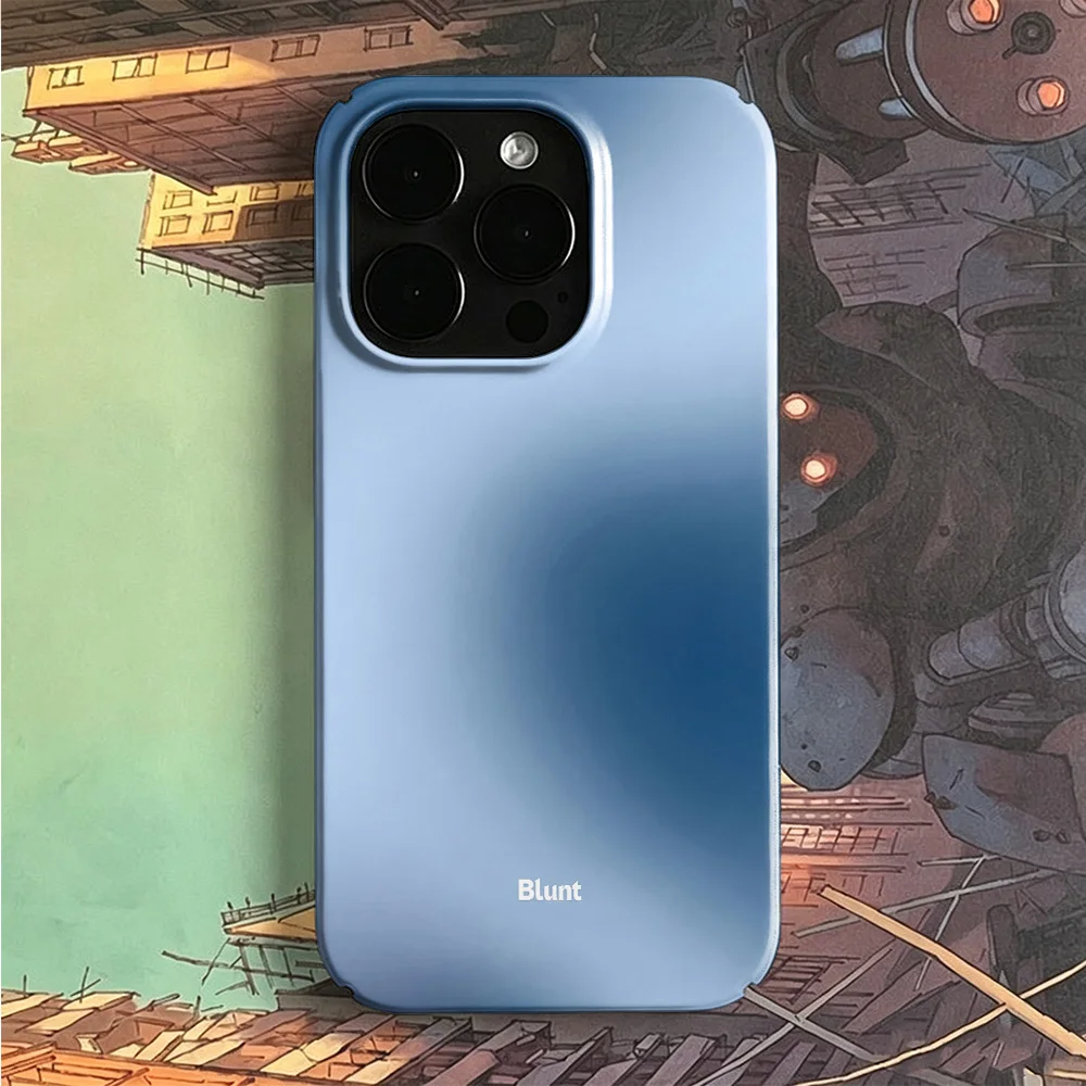 Blue Matte Solid Phone Case with Glossy Film Finish - Durable Hard PC Cover