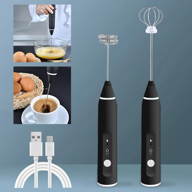 2 in 1 USB Rechargeable Electric Egg Beater Whisk Coffee Mixer Double Heads  Milk Frothers Baking Stirrer Kitchen Gadgets - AliExpress