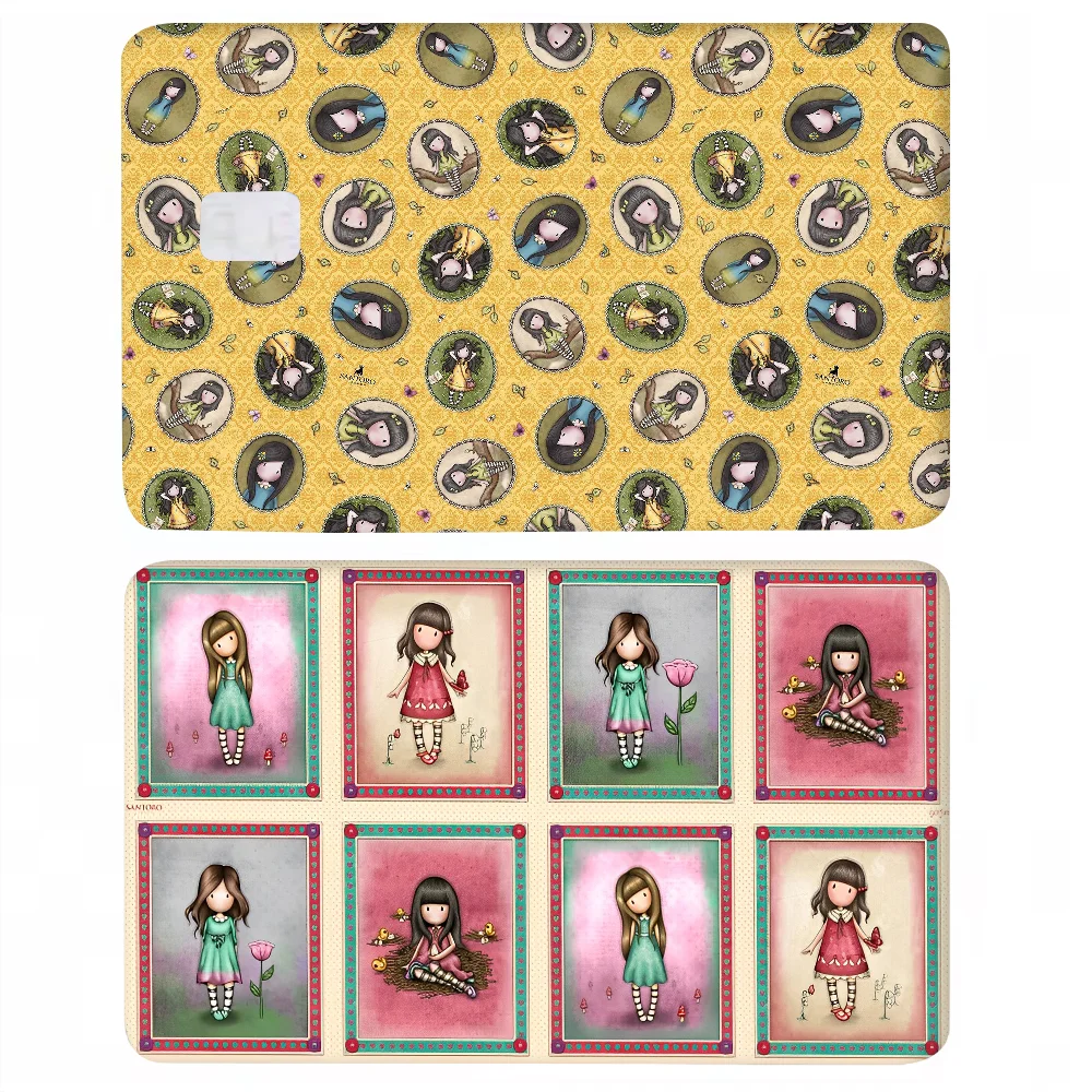 Cartoons S-Santoro Gorjuss Anime Spend Or Save Funny Shell On Off Ultra Thin No Fade Sticker Skin Cover Film Debit Credit Card