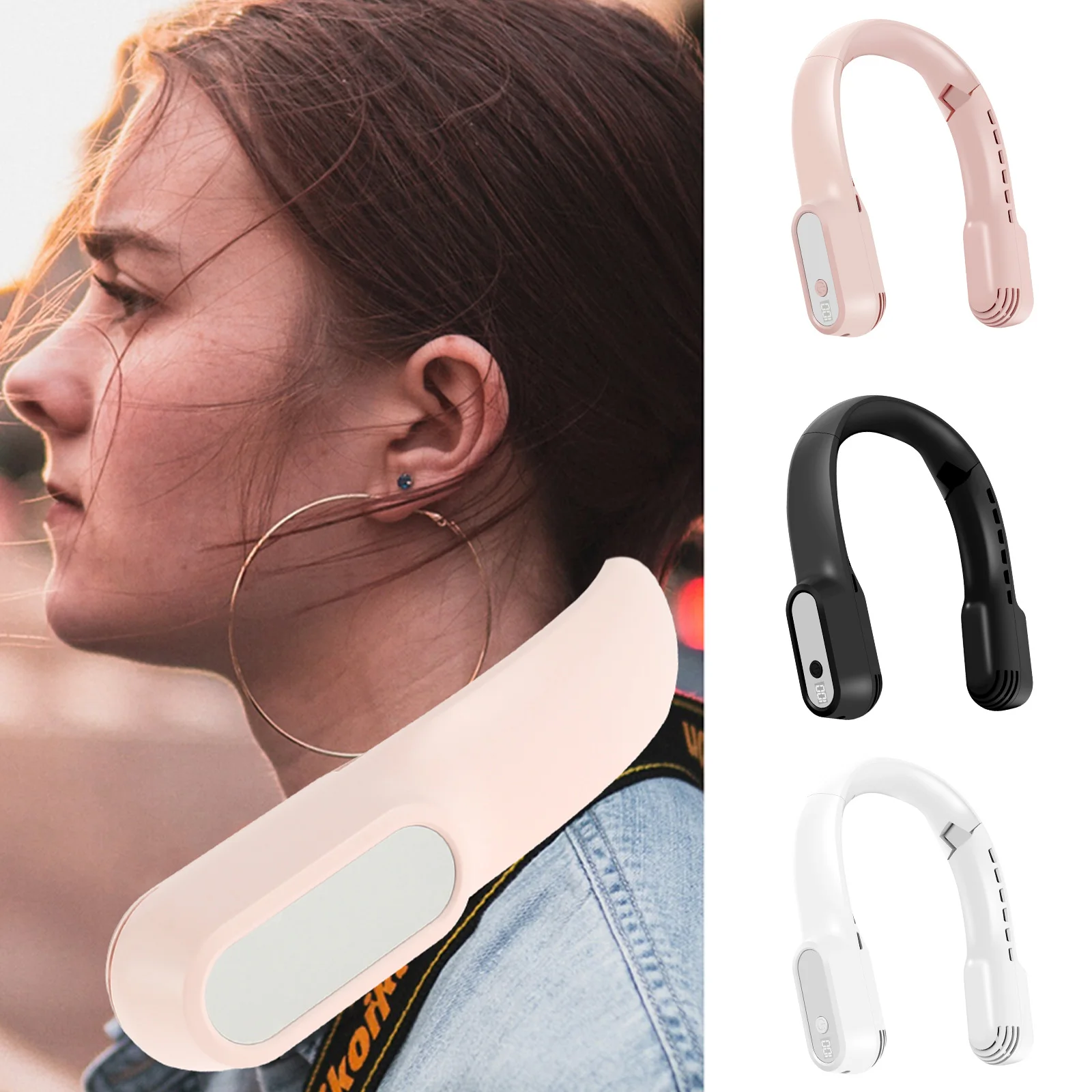 

New Neck Fan Rechargeable Bladeless Wearable Fan with 4000mAh Battery and 3 Speeds Mini Foldable Hands Free Personal Fan Silent