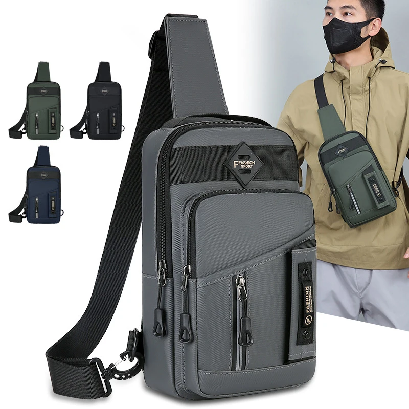 Multi-Functional Outdoor Chest Bag for Man Sports Multiple Compartments Crossbody Sling Bags Running Hiking Men's Shoulder Bag