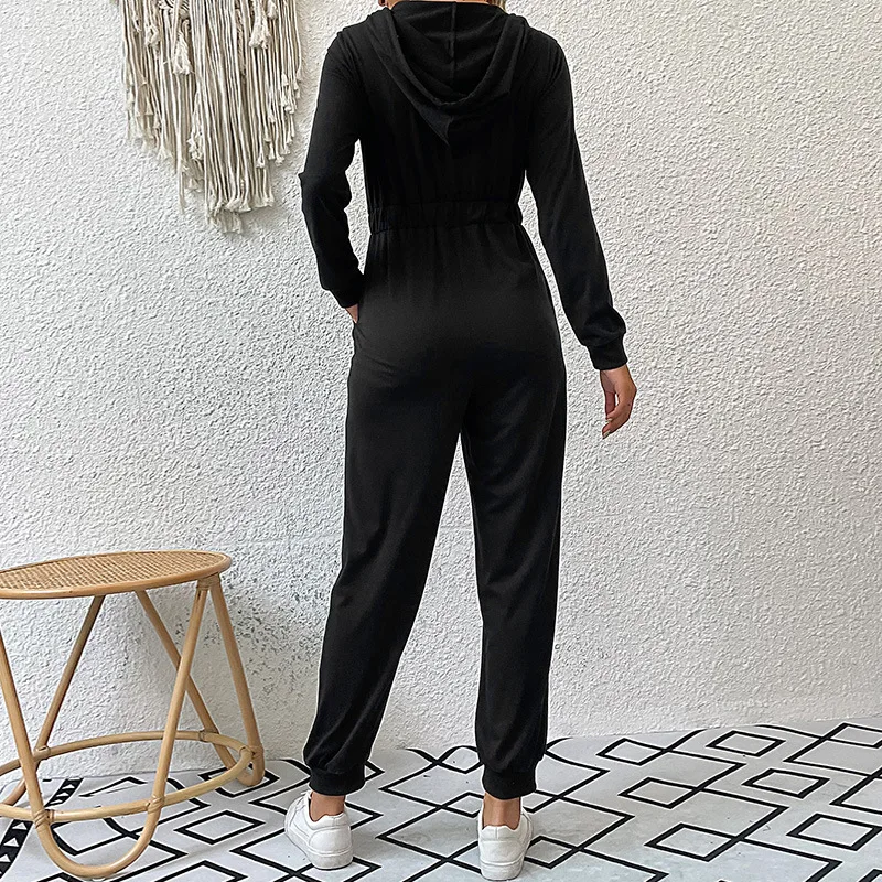 Combinaisons à capuche zippées à manches longues pour femmes, sweat à  capuche noir uni, olympiques de sport décontractés pour diabétiques,  ensemble Mono Mujer, automne, hiver, 2022 - AliExpress