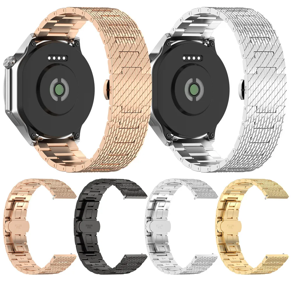 

20MM 22MM Stainless steel strap for OPPO Watch X / Oneplus watch2 textured metal wristband For Samsung galaxy watch 3 4 5 6 / Ge