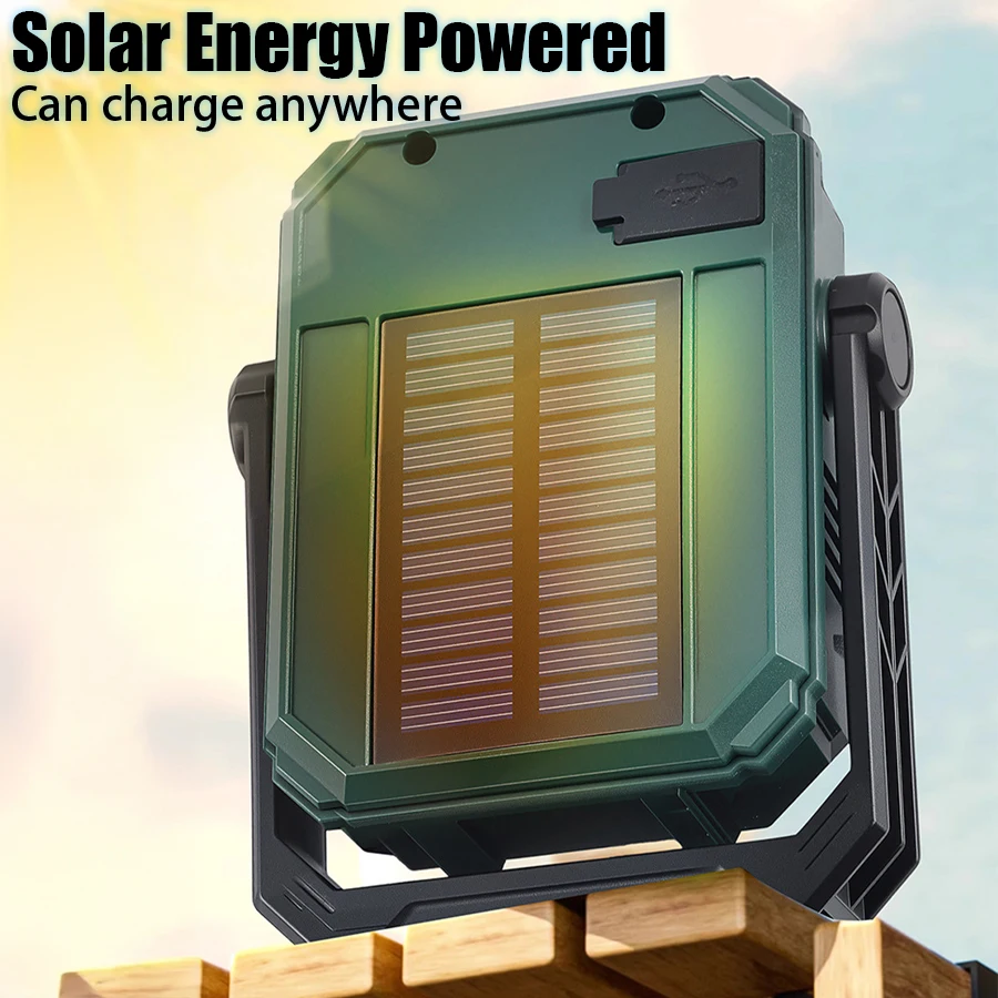 Versatile Magnetic LED Work Light - Solar Rechargeable, Waterproof, 5 Illumination Modes for Outdoor and Emergency Use