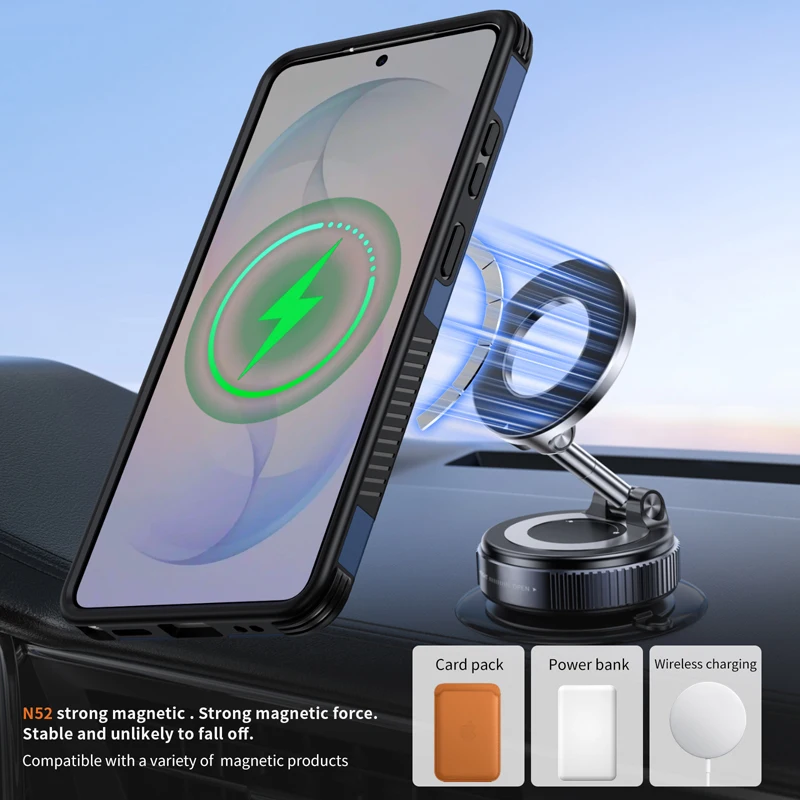 Magnetic Anti-Fall 360° Rotation Stand Protective Case - Durable PC + TPU Cover with Metal Stand