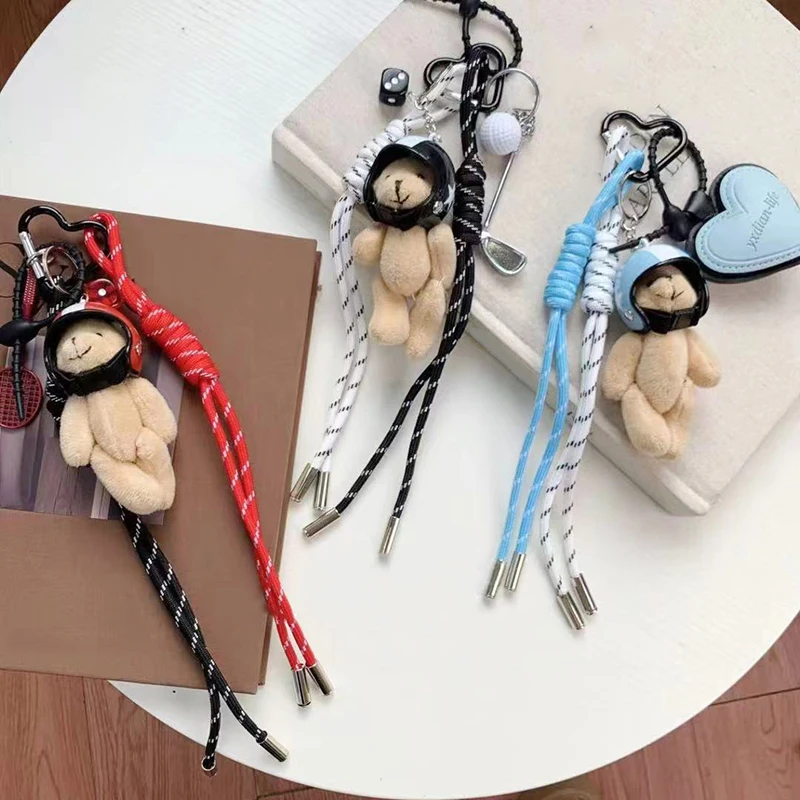 Heart Shaped Leather Plush Silicone Cord Chain Key Pendants Women Charm Bag Pendant Couple Key Ring Kid Toy Gift Key Jewelry