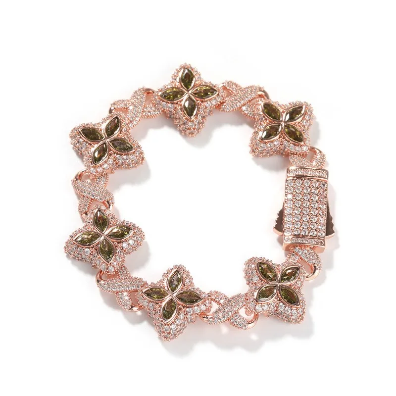 Buntes Blumen-Zirkon-Armband, mehrfarbiges Kristall-Armband, florale Unendlichkeitskette, Statement-Schmuck für Frauen, Party-Geschenke – Detail 17