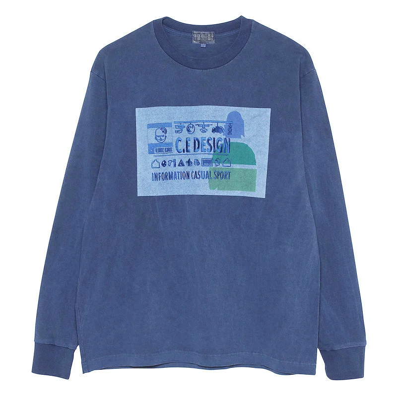 

Pharaoh CAVEMPT Same C.E Paragraph Blue Batik Washing Embroidery CE Long Sleeved Sweater Trends Of Men And Women