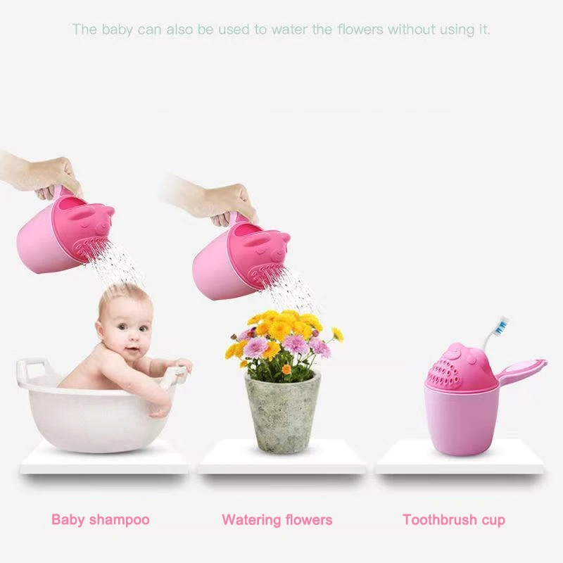 Baby Bath Tool Baby Shampoo Cup Cute Cartoon Bear Toddle Shower Spoons Multifunction Kids Toothbrush Cup
