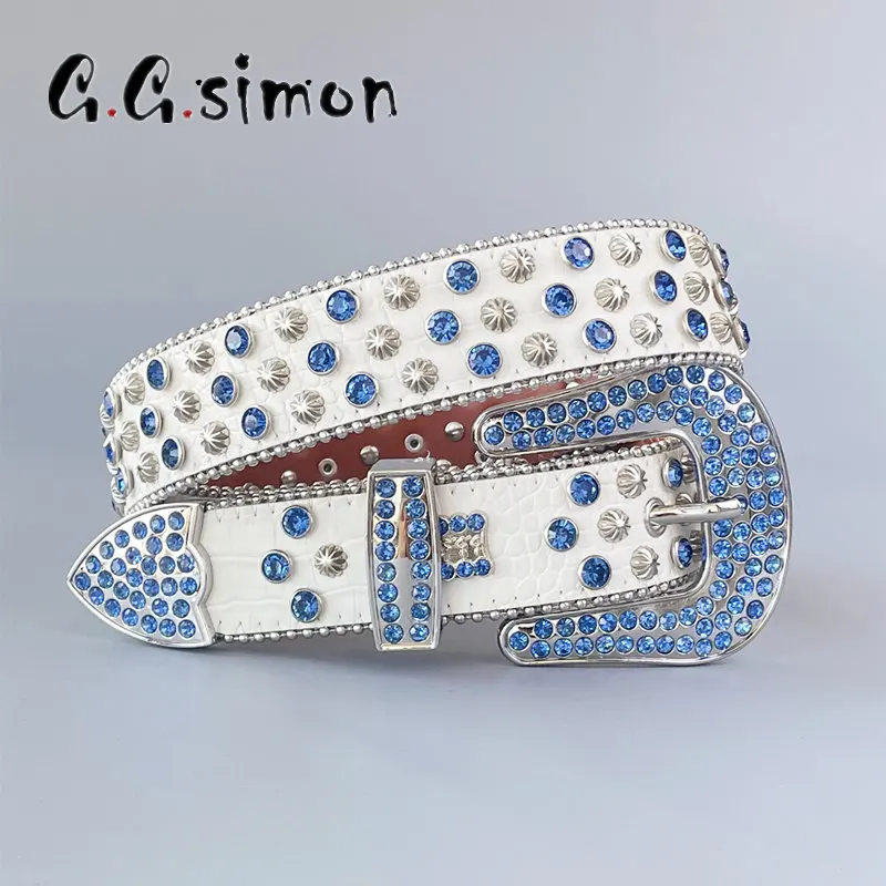 Cowgirl - Cinturones De Diamantes De Imitación, Correa De Cuero De Lujo, Cinturón Con Tachuelas De Cristal Para Mujeres Y Hombres, Negro Y Verde, 46 Pulgadas
