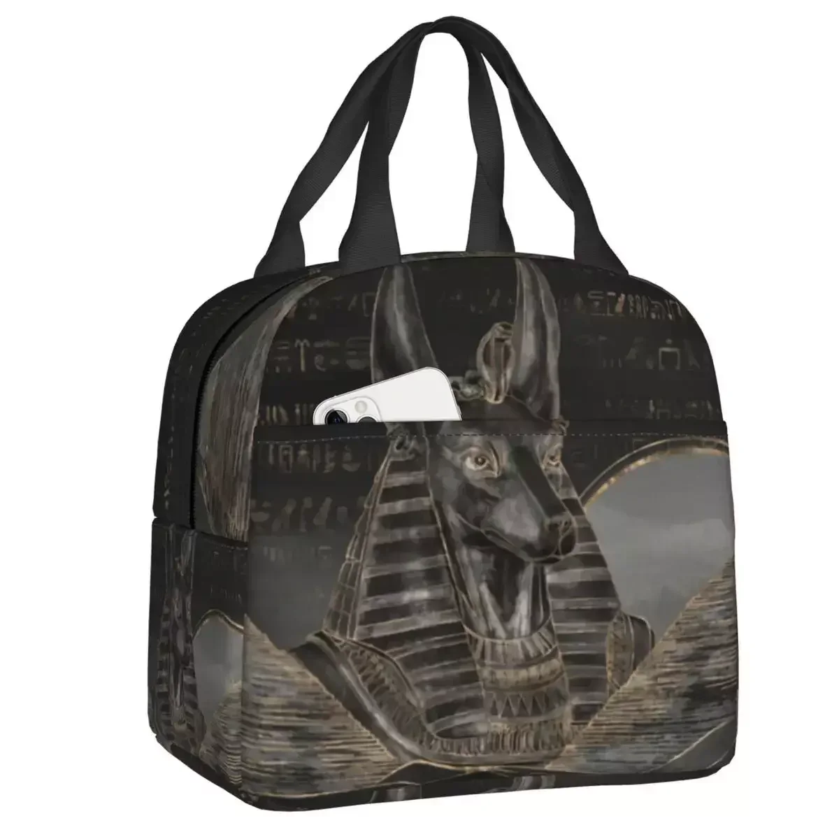 

2024 New Anubis On Egyptian Pyramids Landscape Insulated Lunch Bag Resuable Ethnic Ancient Egypt Thermal Cooler Lunch Tote