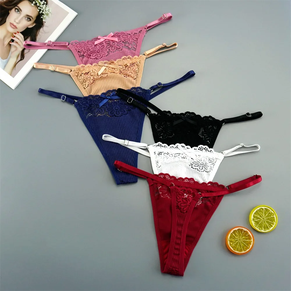 5 Pack G-string Thongs For Women Sexy Lace Low Rise Underwear For Ladies No  Show T-back Tanga Panties, Red, M