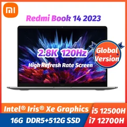 2023 Xiaomi Redmi Book 14 Laptop 2.8K 120Hz Intel Core i7-12700H/i5-12500H 16G DDR5+512G SSD Iris Xe Graphics Metal Notebook PC