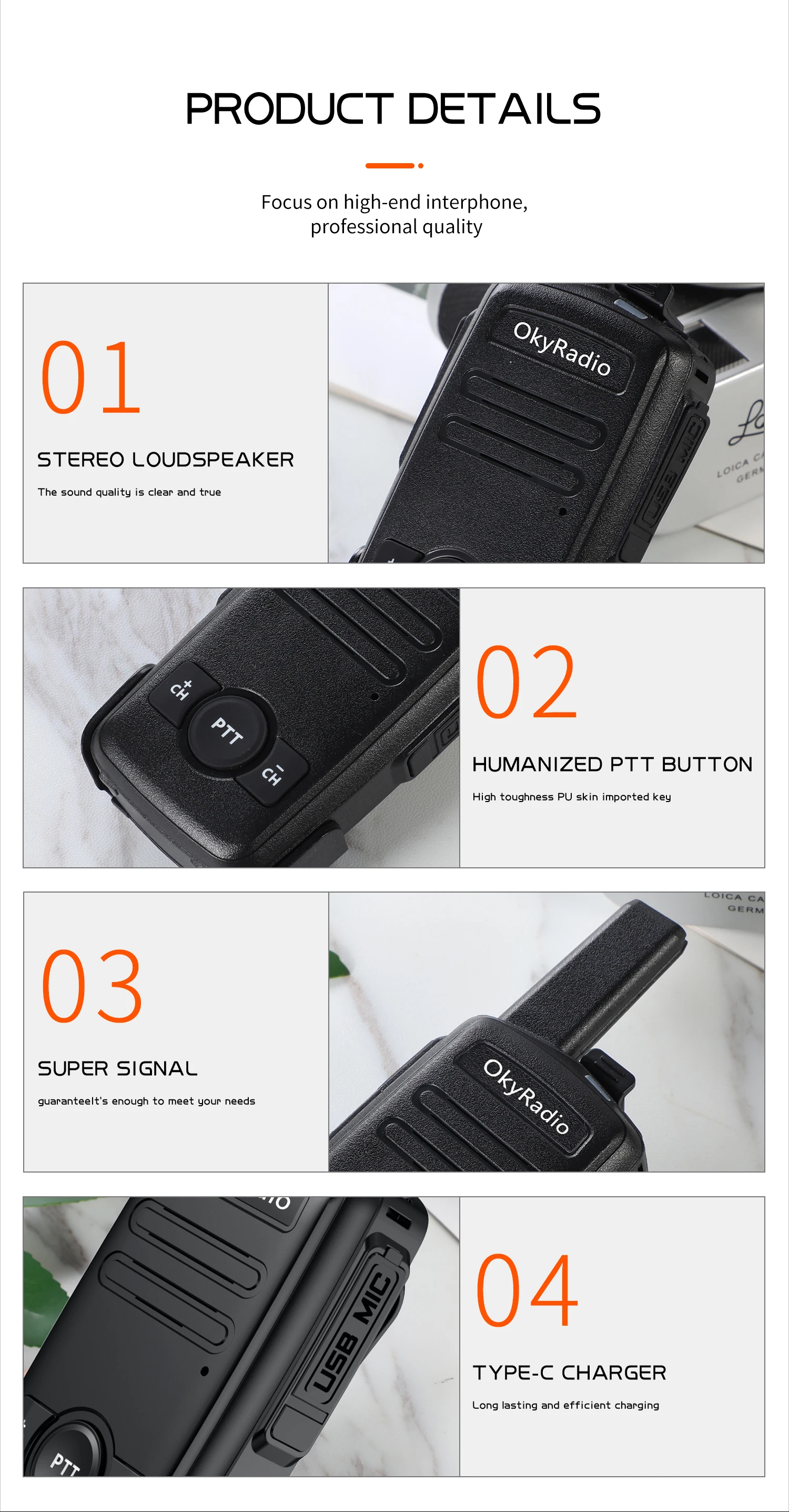 OkyRadio 4800mah Large Capacity 5w Portable Waterproof Walkie-talkie 6km Call Distance Suitable for Hotel Construction Sites long range walkie talkies 500 miles