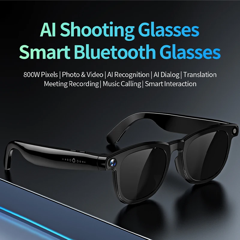 Nuovi Occhiali Smart 2026: Assistente AI per Ufficio, Traduzione, Musica Wireless, Chiamate, Fotocamera HD 800W, Registrazione Foto e Video - immagine 2