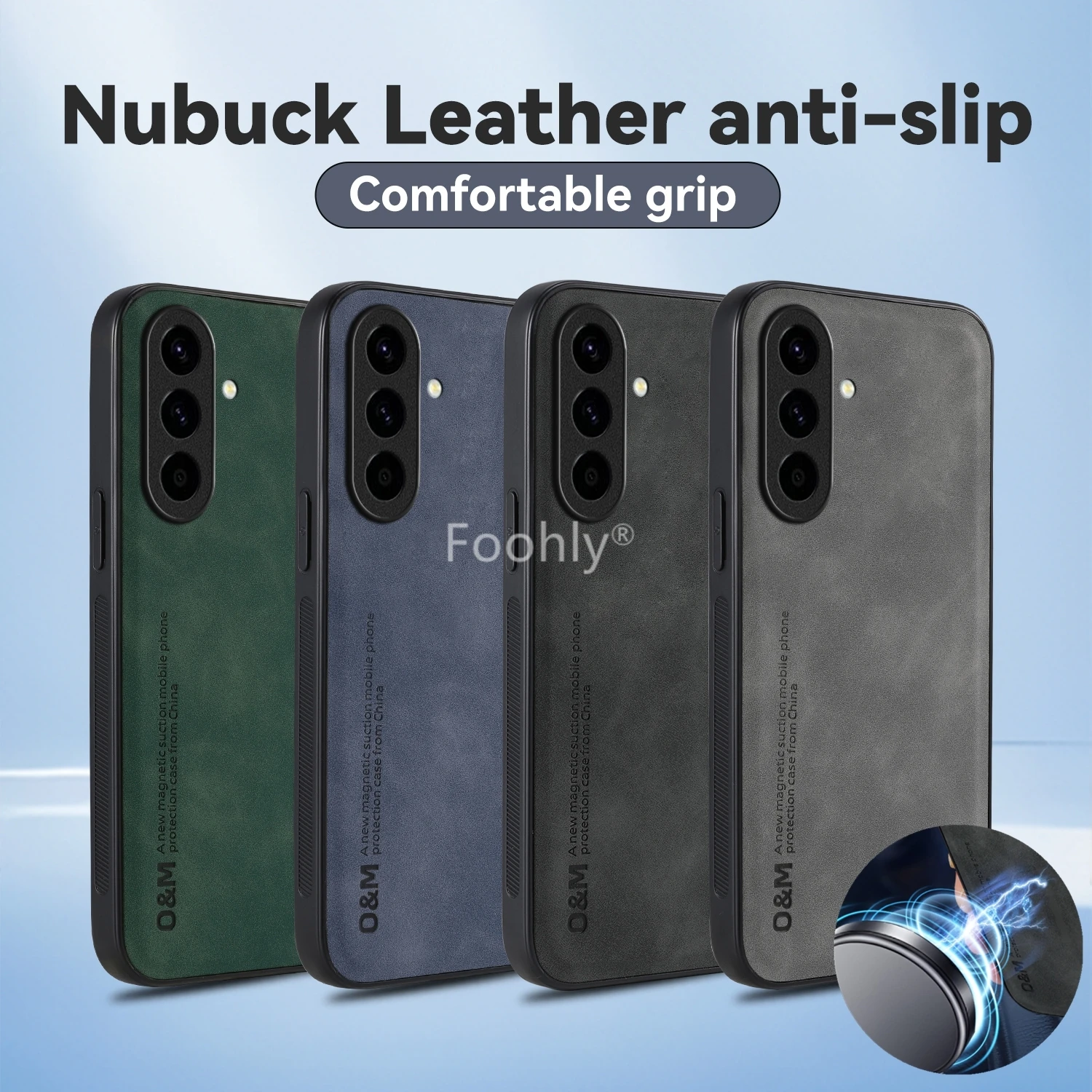 Nubuck Leather Shockproof Magnetic Protective Phone Case Cover