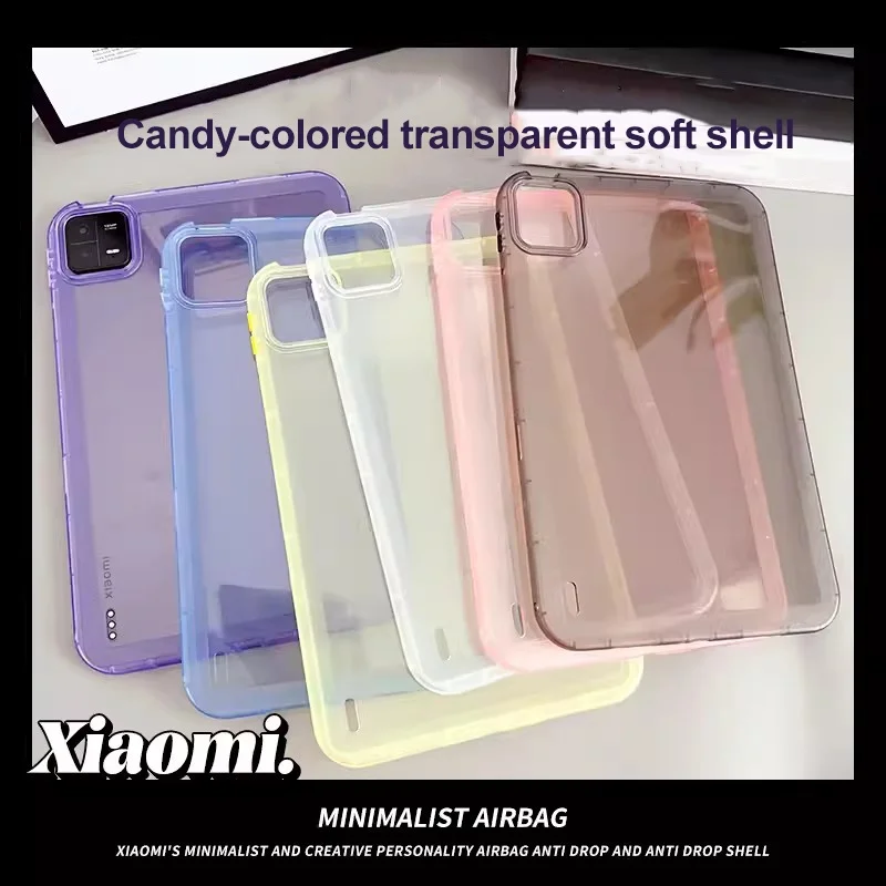 

Candy Color Transparent Soft Case For Xiaomi Redmi Pad SE Silicone Anti-fall Protective Cover For Xiaomi Pad 6 6Pro 5 5 Pro