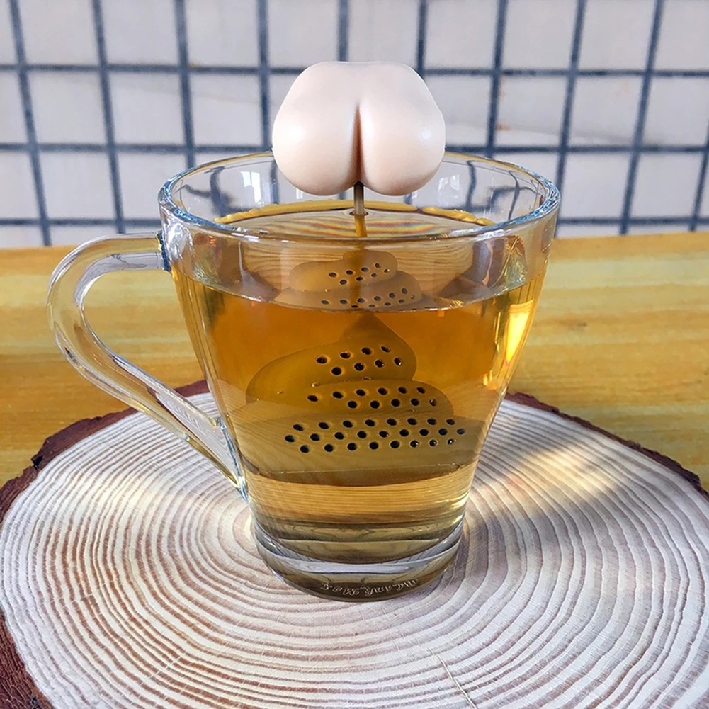 1-10Pcs Reusable Silicone Tea Infuser Creative Poop Shaped Funny Herbal Tea Bag Coffee Filter Diffuser Strainer Accessories tea infuser tea strainer tea filter