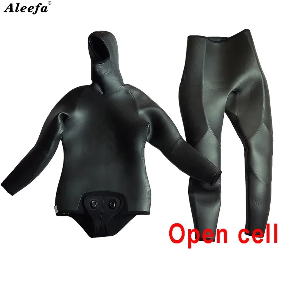 Men Spearfishing Wetsuit Neoprene 3.5mm 5MM 7MM Open Cell Camouflage Diving Suit 2pcs Set for Hunting,Scuba Dive