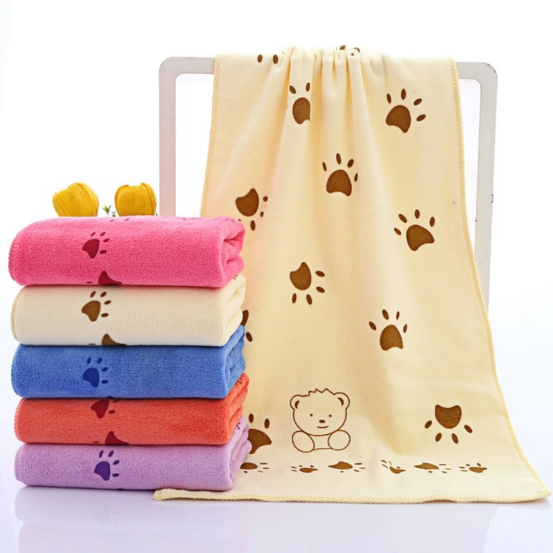 Cute Baby Cartoon Animal Heart Print Bath Towel Absorbent Drying Swimwear Cotton Towels